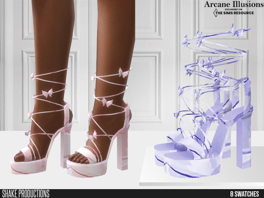 Shake Productions Butterfly Heels - Strappy high heels with wing details for Sims 4 fairy outfits