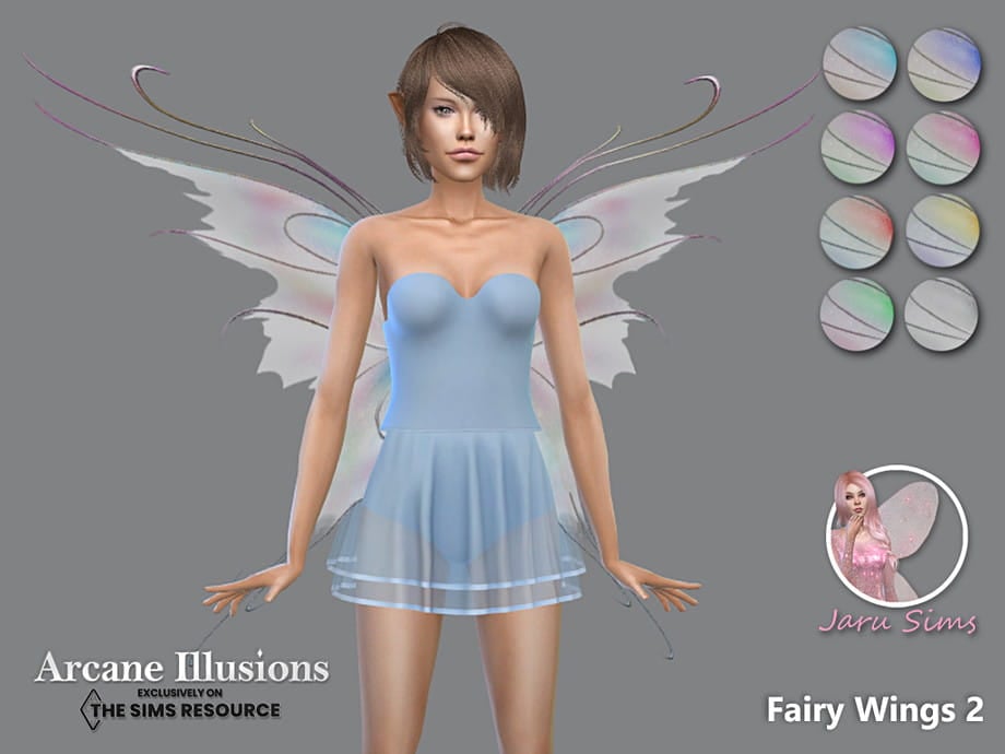 Jaru Sims Spiked Fairy Wings - Elegant pointed fairy wings for Sims 4 with graceful curves