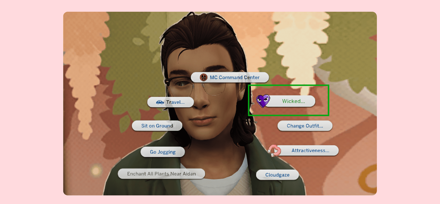 Opening Wicked Whims or Wonderful Whims mod menu in Sims 4